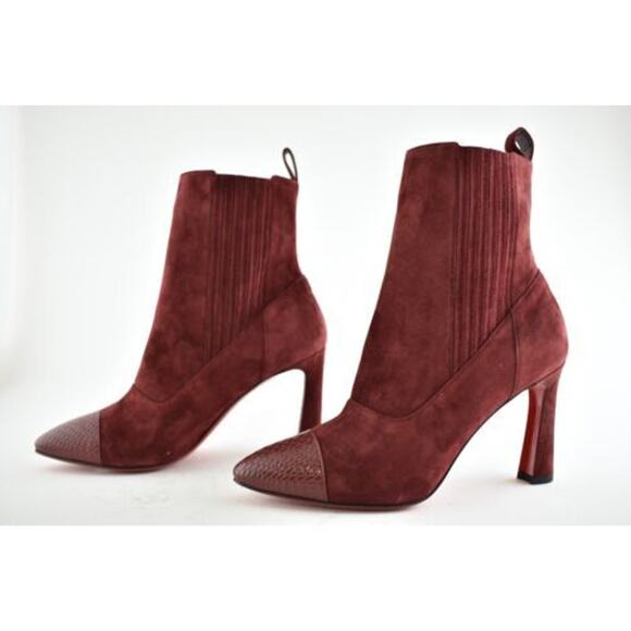 Christian Louboutin Me In The 90S 85 Tanin Red Suede Short Heel Ankle Boot 38.5 - Picture 6 of 8